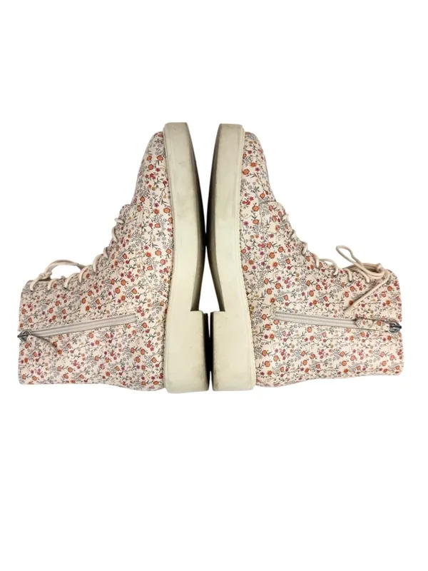 Schutz McKenzie Napa Mini Floral Lace Up Zipped Combat Boots Cream Size‎ 8.5 - Image 6