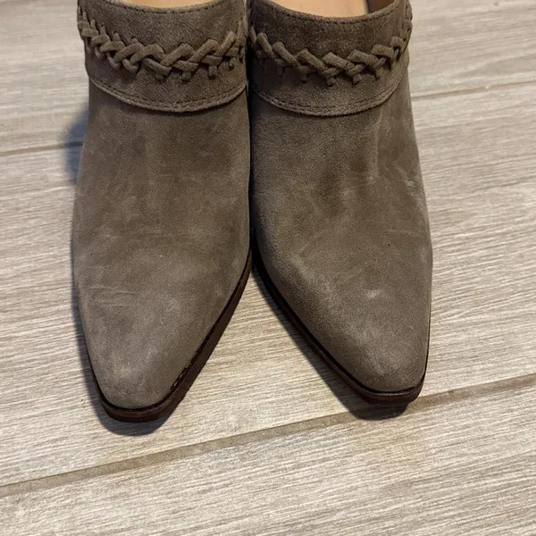 Sam Edelman Allison Taupe‎ Suede Braided Pointed Toe Cone Heel Mules WomansSz 9 - Image 3