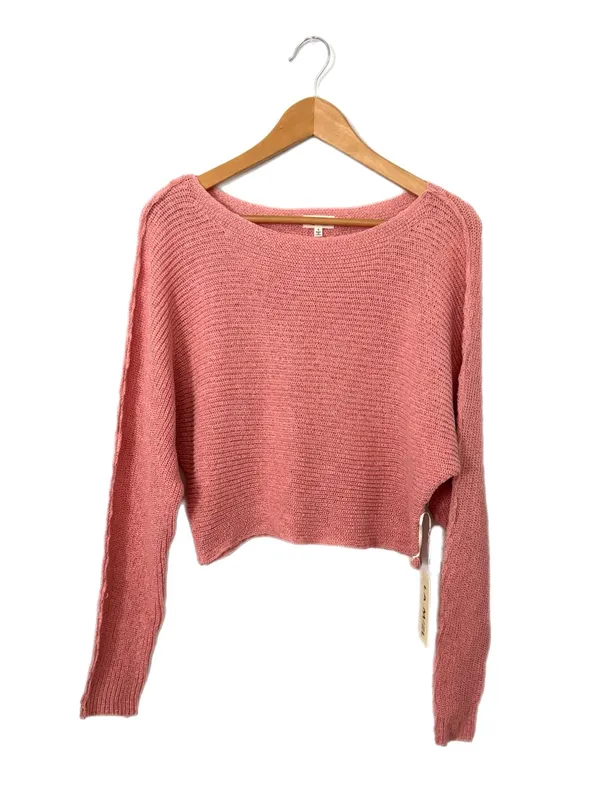 LA MIEL Dusty Rose Pink Knit Sweater Cropped Boat Neck Long Sleeve Small NWT - Image 4