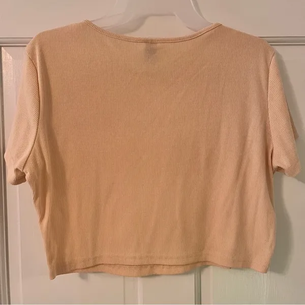 SHEIN Beige “Los Angeles California” Short Sleeve Ribbed Fitted Crop Top - Image 5