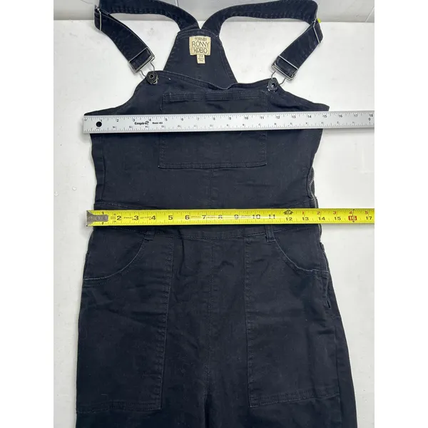 Torn by Ronny Kobo Black Denim Overalls with Size Zipper. Size 27 - Image 7