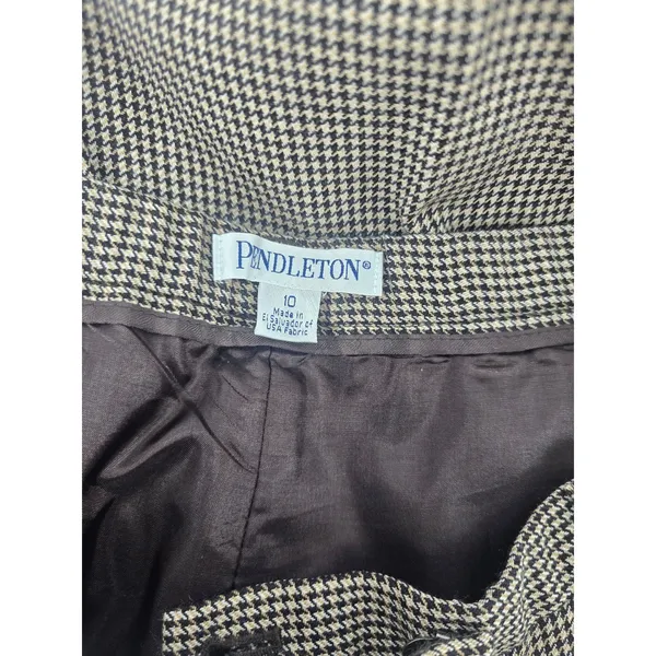Pendleton Wool Trousers Womens 10 Brown Houndstooth‎ Straight Leg High Rise - Image 3
