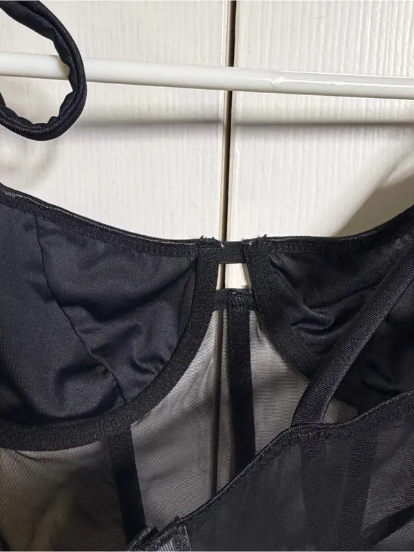 Kat the label Black Mesh Longline Underwire Bralette size small - Image 6