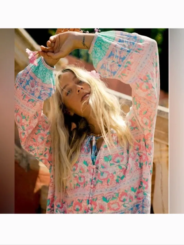 BILLABONG Bohemian Dream Long Sleeve Beach Blouse Top Cover up- NWT Size L/12 - Image 4