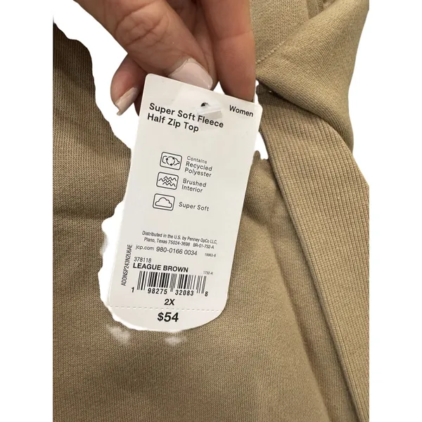 Xersion Women's Plus 2X Oversized Half Zip Pullover Sweatshirt Tan NEW - Image 5
