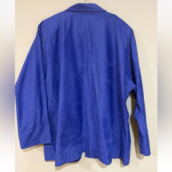 VTG Easy Wear by Today’s Woman Blue Corduroy Textured Open Front Blazer 44 - Image 4