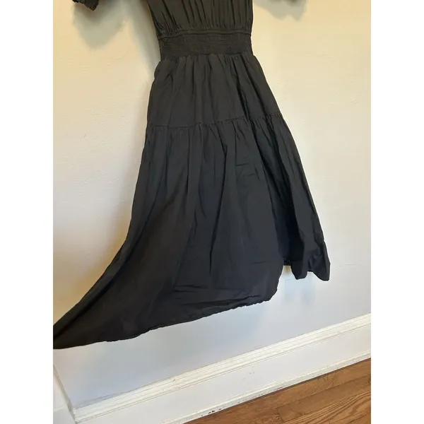 Vici Pleated Cotton Midi Dress Size Small Puff Sleeve Cottagecore Preppy Party - Image 3