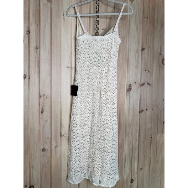 NWT Lulus Sunset Vibes Light Beige Crochet Sleeveless Midi Dress Classy Size XS - Image 6