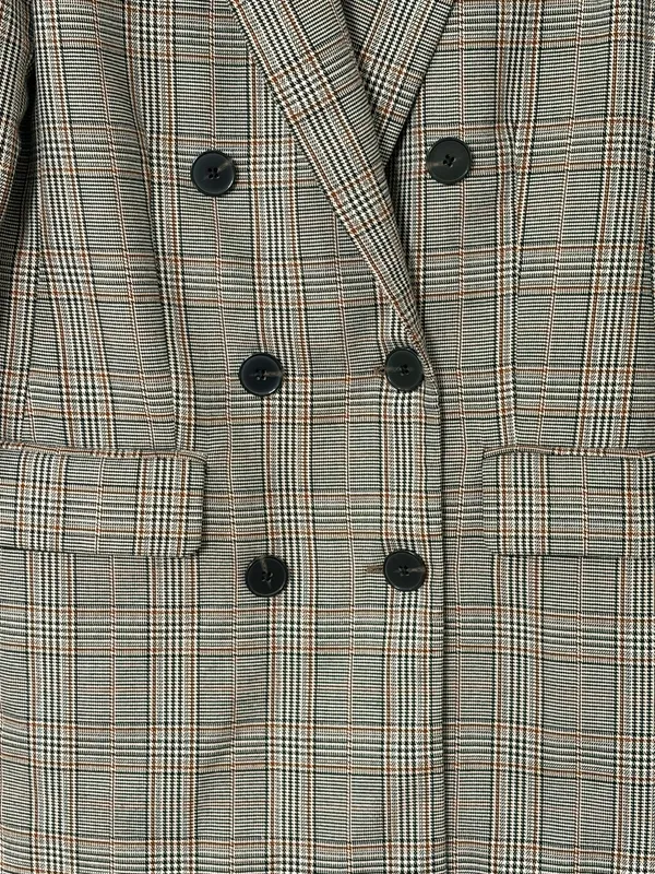 ZARA Gray Plaid Double Breasted Blazer Size XS Minimalist Academia Preppy Chic - Image 4