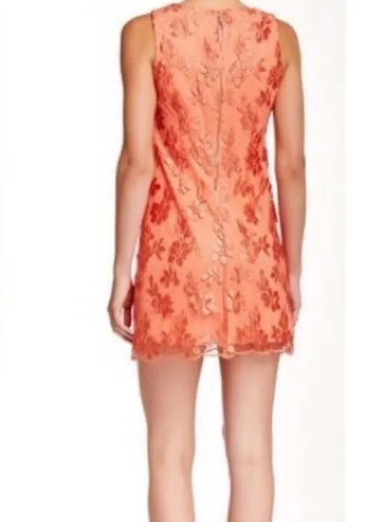 Alice and Olivia Orange Lace Mini Shift Dress Size 2 - Image 3