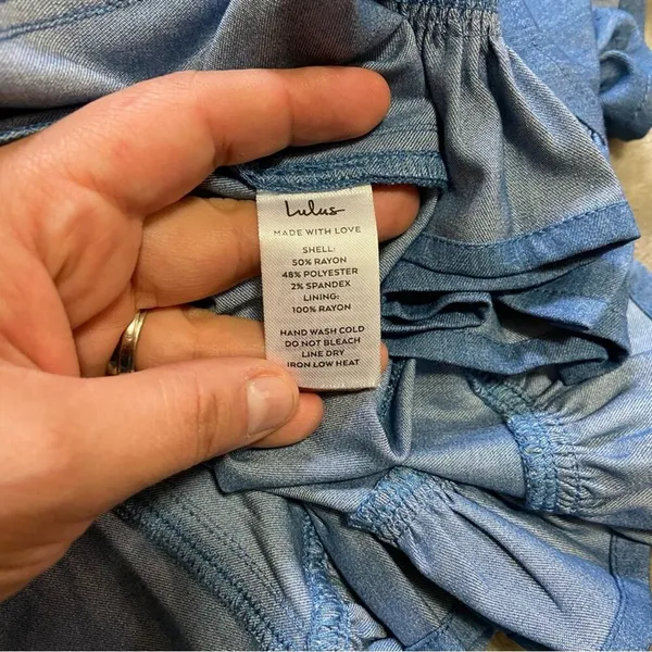NWOT Lulus Darling Time Blue Chambray Handkerchief Midi Dress With Pocke… - Image 8