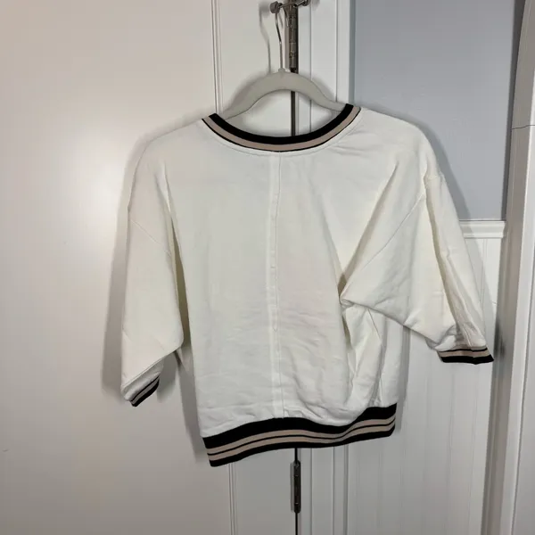 Anthro Anthropologie Pilcro Beaded Varsity Crewneck‎ Sweatshirt size xs nwt - Image 7