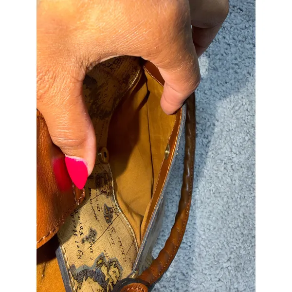 Patricia Nash Vintage Map Print Leather Satchel Handbag Brown Travel Tote - Image 11