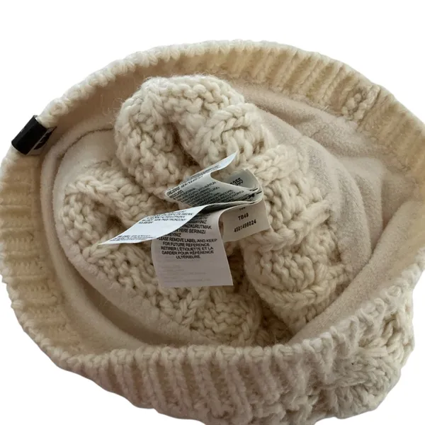 The north face cable minna beanie hat in cream wool/acrylic/alpaca. One size - Image 3