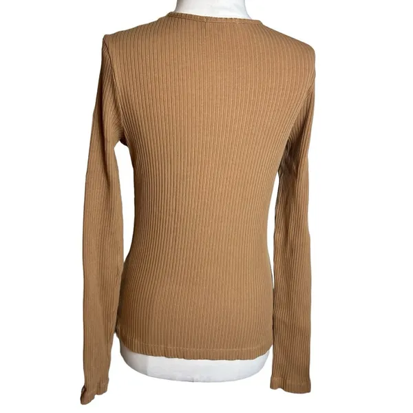 Agolde Lyza‎ Cut Out Rib Top tan Sz M - Image 5