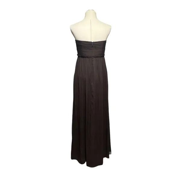 J.Crew Silk Chiffon Whitney Strapless Gown Dress Espresso Brown 6 - Image 4
