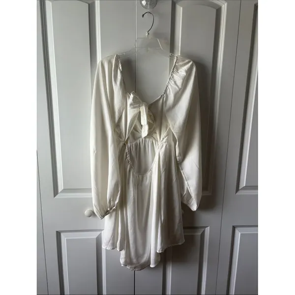 Altar'd State Cream Satin Tie-Front Babydoll Dress Size XL - Image 3