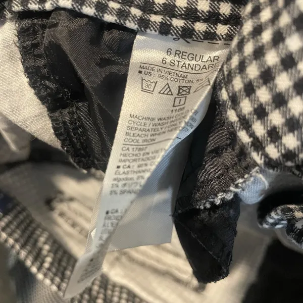 Old Navy Pants Womens 6 Pixie Mid Rise Gingham Plaid Black White Ankle Preppy - Image 4