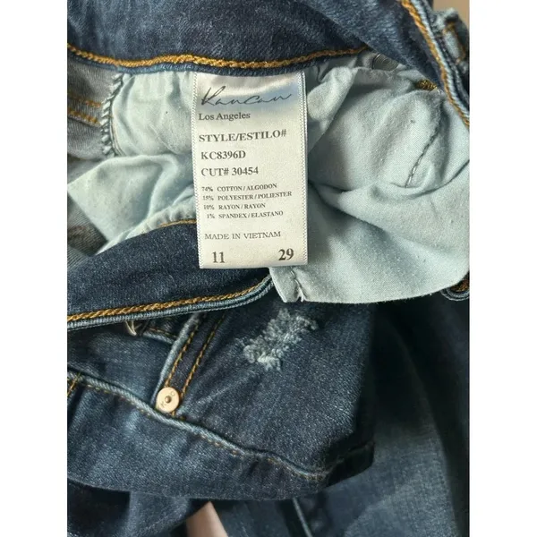 Kancan Mid Rise Ankle Skinny Jeans Size 11/29 Dark Wash Raw Hem KC8396D - Image 4