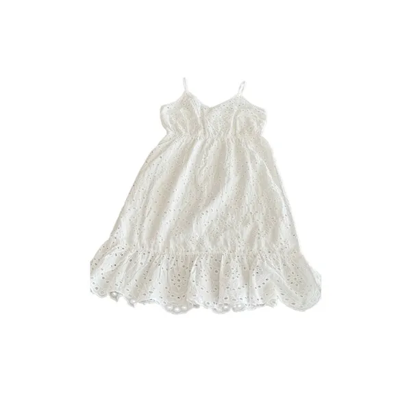 Japna White Cotton Eyelet Smocked Maxi Sundress - Boho Cottagecore size S - Image 5