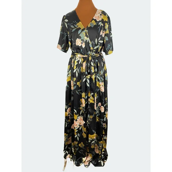 Baltic Born Black Sicily Maxi Floral Satin Dress Size XXL - Image 3