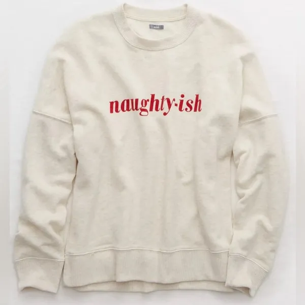 AERIE Naughty-ish Long Sleeve Pullover Crewneck Novelty Sweatshirt Size M - Image 13