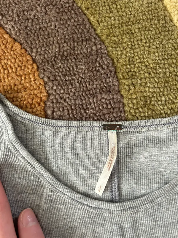 Free People Kiss My Back Tank Top Grey Ribbed Back Cutout Bra Closure Size Large - Image 3
