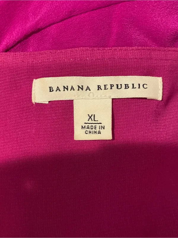 Banana Republic Purple Fuchsia Silk Ruffle Tank Mini Dress Drawstring Waist. XL - Image 4