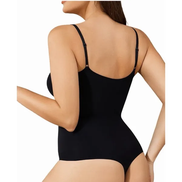 Womens Seamless Shapewear Bodysuit with Adjustable Straps Thong Black M/ L New - Image 3