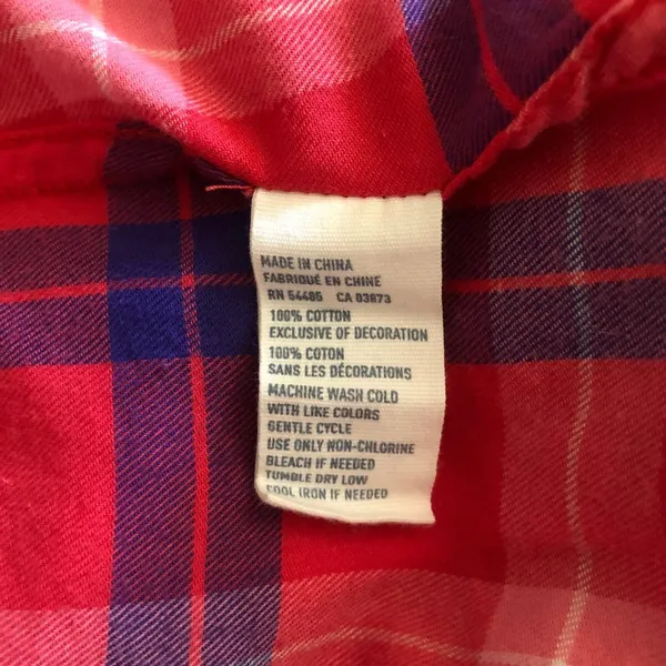 American Eagle Outfitters Plaid Button Up Shirt Red Blue Long Sleeve Small - Image 7