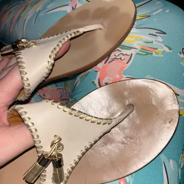 Jack Rogers Alana Sandal in Bone and Gold 9 - Image 3