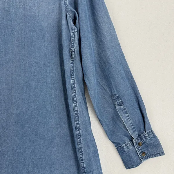 Liz Lange Maternity Target L Blue Chambray Lyocell Tunic Shirt Long Sleeve Chic - Image 4