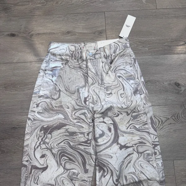 BDG Urban Outfitters High-Rise Baggy Jeans Marble Swirl Pink Rose Size 25‎ NWT - Image 3