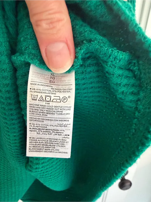 Old‎ Navy Waffle Knit Henley Thermal Top Green XL Long Sleeve Casual - Image 3