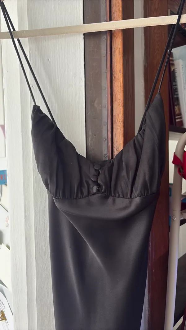 ZARA Silk Dress Black Midi size M - Image 4