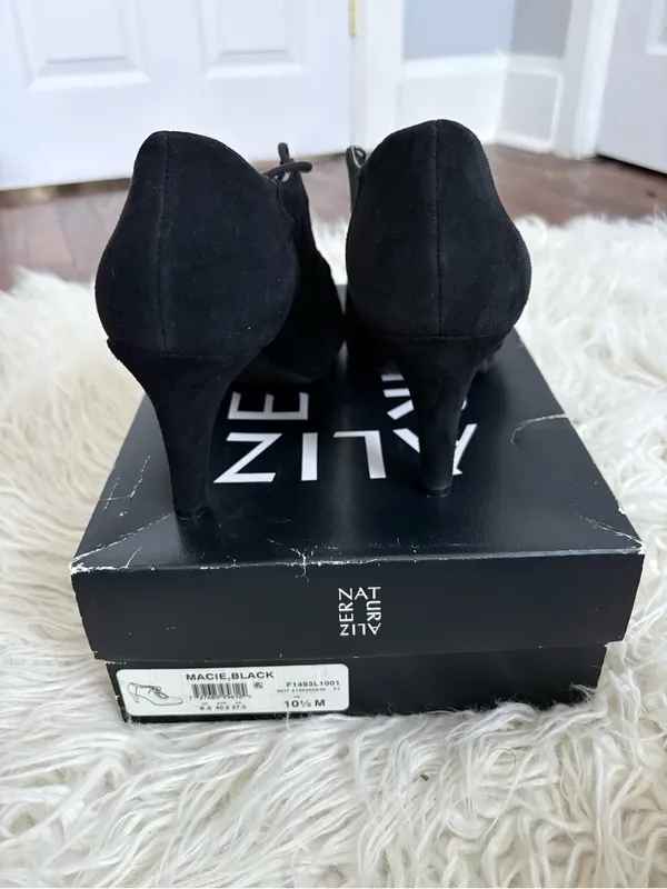 Naturalizer Macie Black Suede Lace-Up Heels Size 10.5 - Image 4