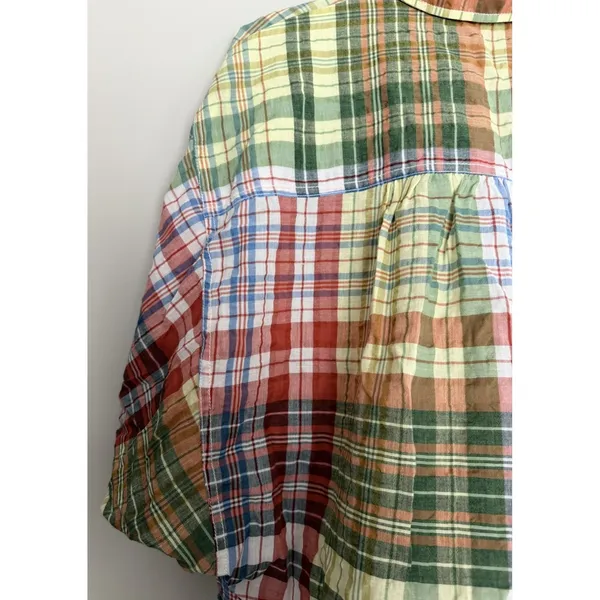 ANTHROPOLOGIE Pilcro Half-Sleeve Batwing Blouse Plaid Women's Size Medium - Image 10