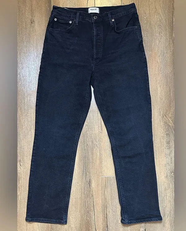 AGOLDE Riley Long Jean in Compilation Distressed Black Straight Jeans Size 29 - Image 2