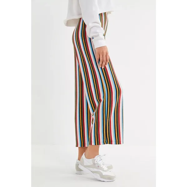 Urban Outfitters Multicolor Rainbow Striped Wide Leg Ankle Trousers Pants Size M - Image 4