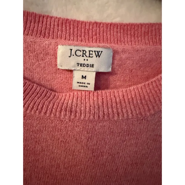 J.Crew Teddie Sweater Womens Medium Pink Cotton Wool Blend Crewneck F5199 FA21‎ - Image 5