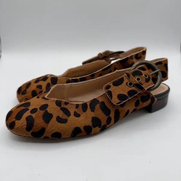 Sole Society Topanga Leopard Calf Hair Slingback Flats Buckle Women’s 5.5 - Image 3