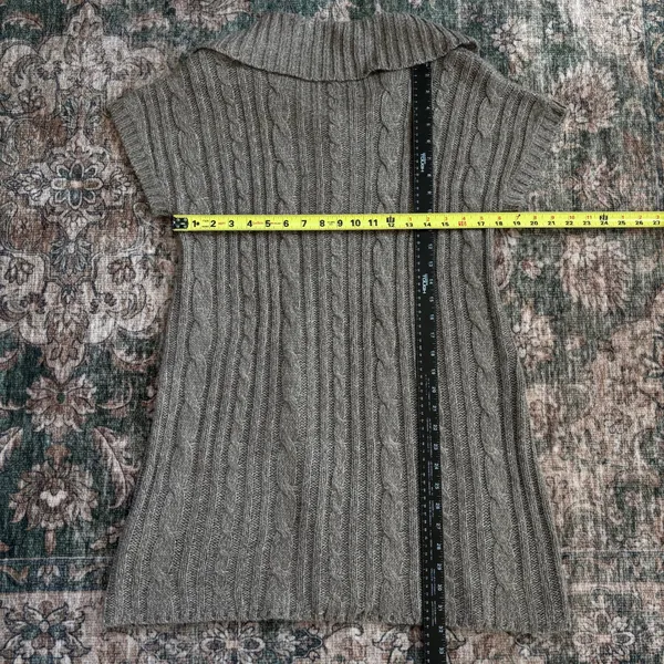 Croft & Barrow Short Sleeve Cardigan L Brown Cable Knit Sweater Boho Grandma Y2K - Image 6