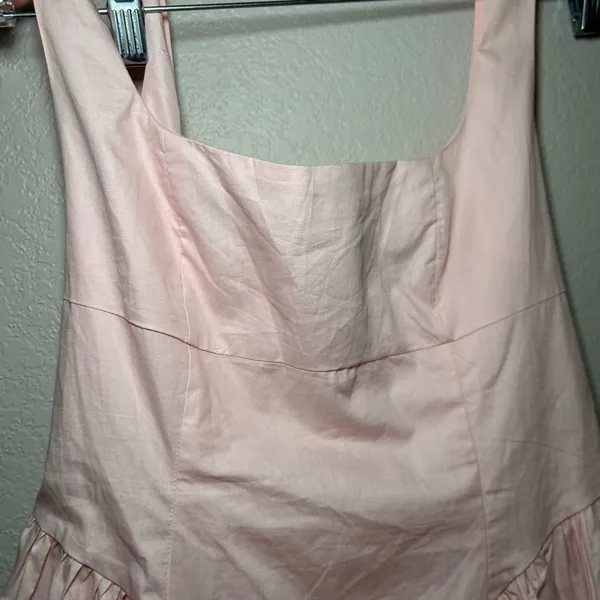 Finesse Pink Cotton Poplin Basque Waist Mini Dress Sleeveless Back Tie Size M - Image 3