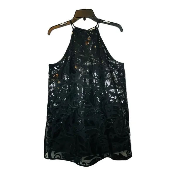 Show Me Your Mumu Gomez Mini Dress Womens Small Black‎ Sequin Halter Shift Glam - Image 4
