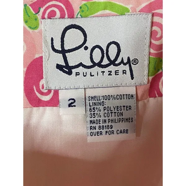 Vintage Lilly Pulitzer White‎ Label Size 2 ~Happy Snails~Cotton Wrap Skirt Pink - Image 6