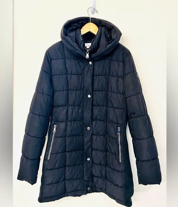 Calvin Klein Black Velvet-Trim Puffer size Medium - Image 7
