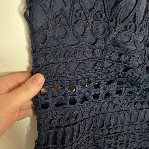 Lulu’s Take Me Dancing Navy Blue Crochet Lace Sleeveless Mini Dress size M - Image 6