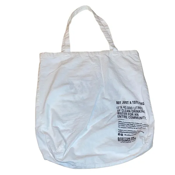 Cotton On Milk & Cookies Graphic‎ Canvas Tote Bag Reusable Shopping Bag - Image 3