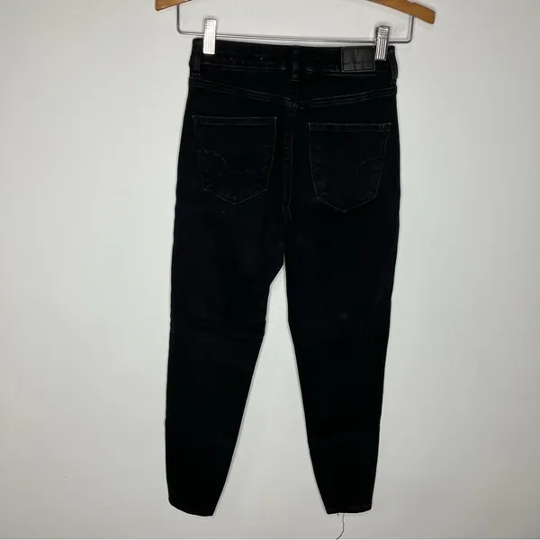 Curvy hi-rise‎ Jeggings crop black button fly distressed size 0 - Image 6