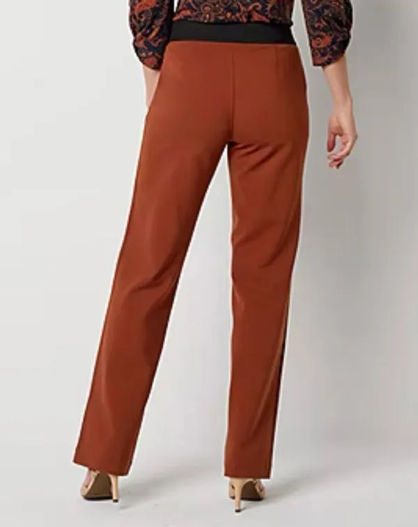 Audra Ponte Womens Mid Rise Straight Pull-On Pants - Image 3